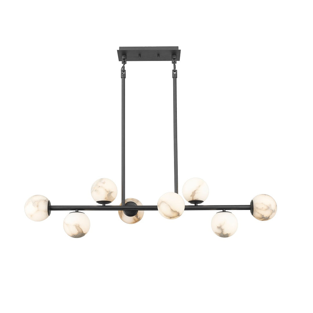 Rhea Linear LED Pendant with Alabaster Stone - Matte Black