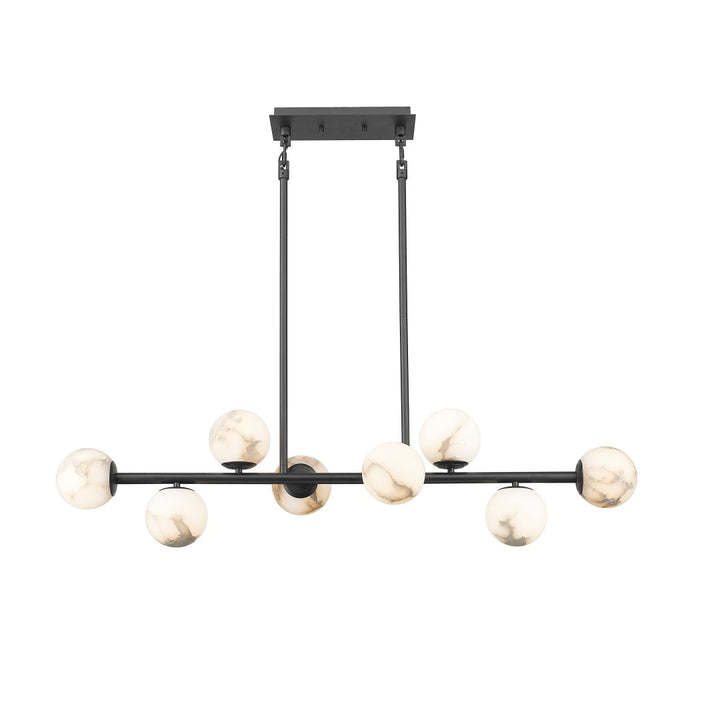 Rhea Linear LED Pendant with Alabaster Stone - Matte Black