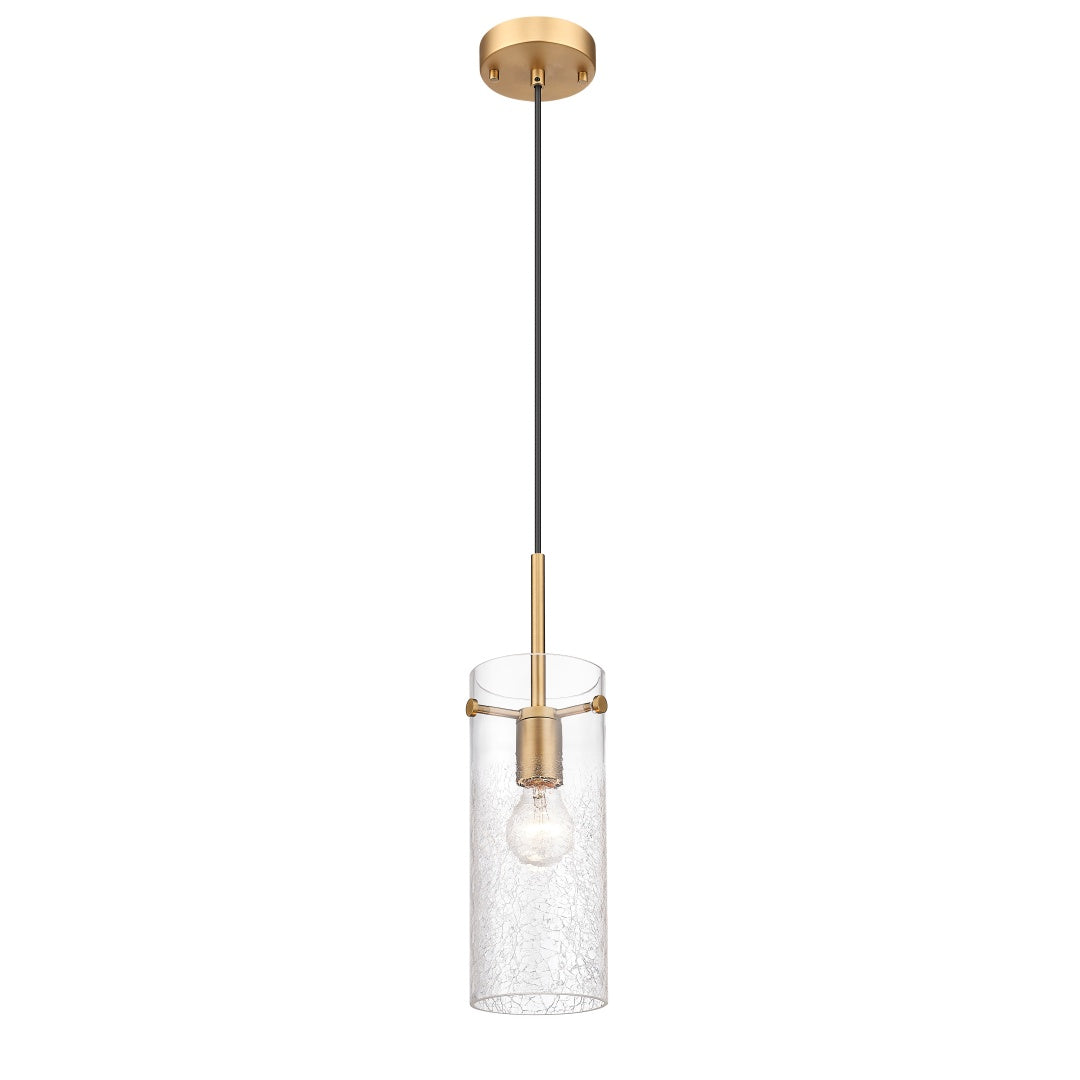 Thessia 1 Light Pendant with Clear Crackle Glass - Aged Brass