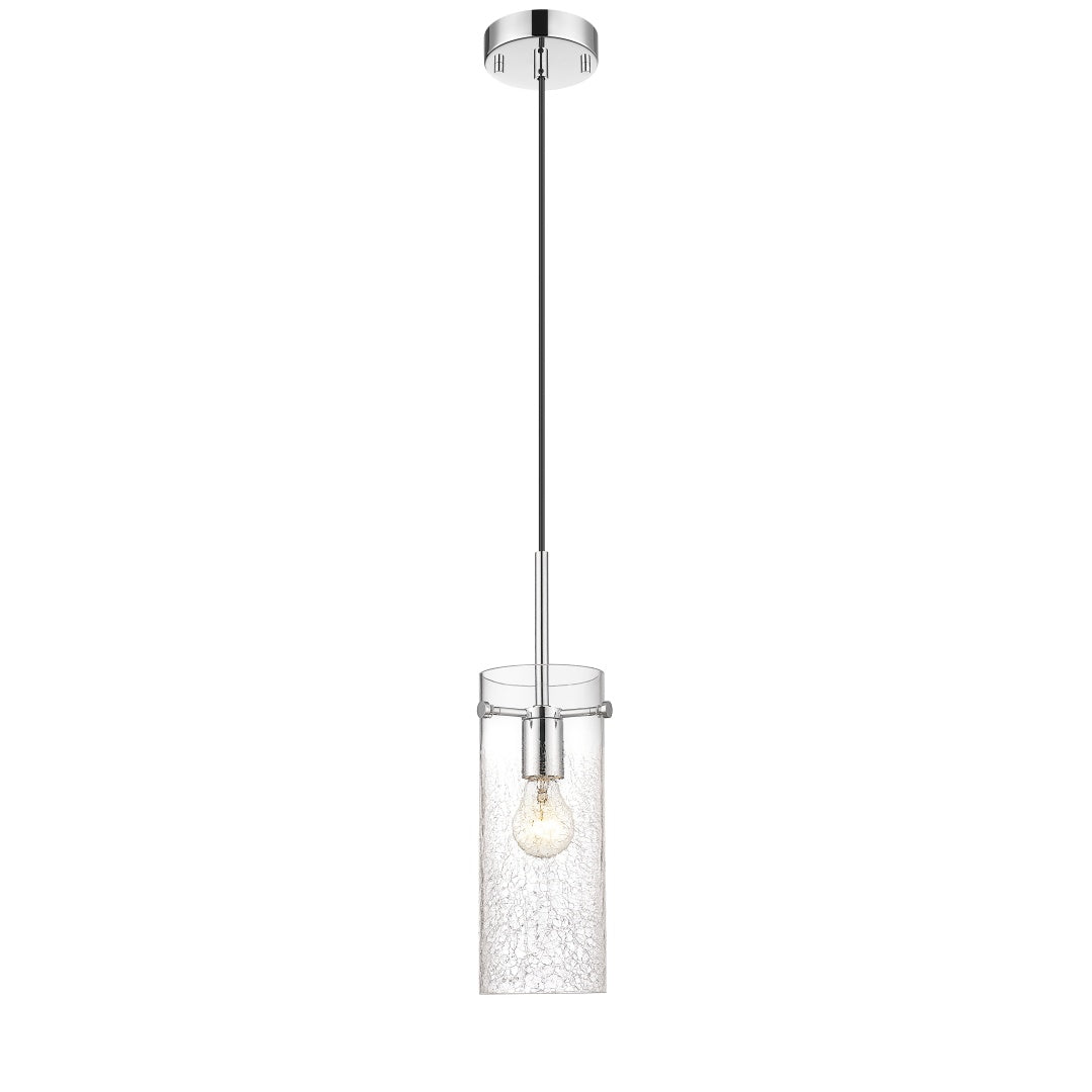 Thessia 1 Light Pendant with Clear Crackle Glass - Polished Chrome