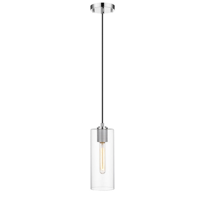 Bardeen 1 Light Pendant with Clear Cylinder Glass - Polished Chrome