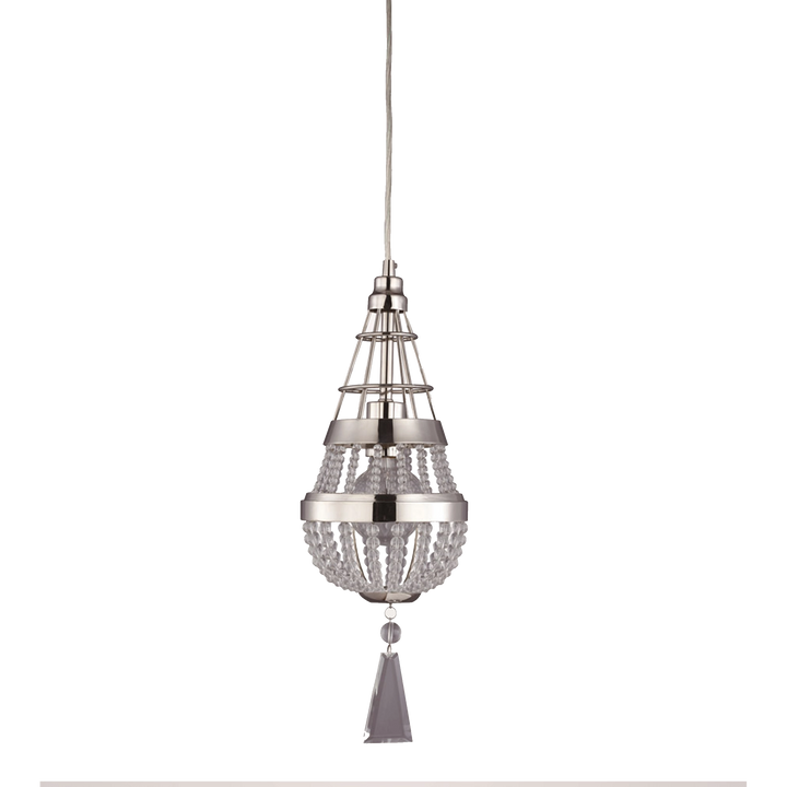 Arbelos Vertical Crystal Mini-Pendant in Polished Nickel by Zeev