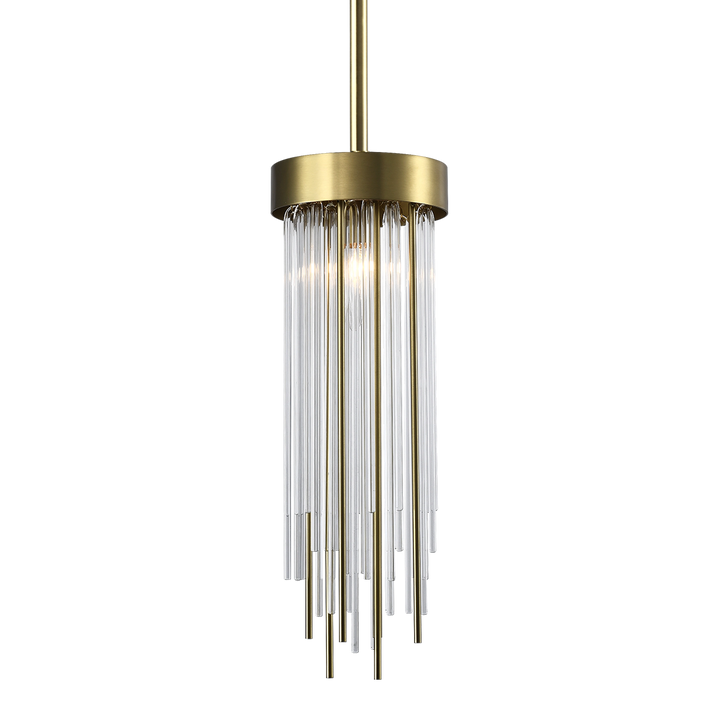 Waterfall Round Glass Mini-Pendant in Aged Brass by Zeev