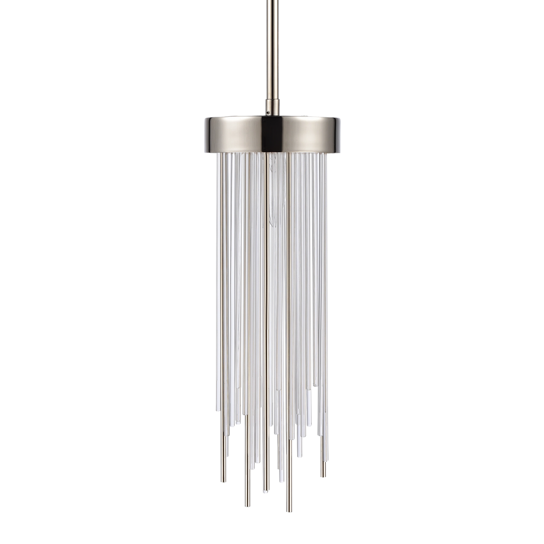 Waterfall Round Glass Mini-Pendant in Polished Nickel by Zeev