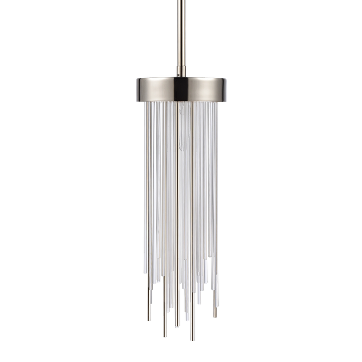 Waterfall Round Glass Mini-Pendant in Polished Nickel by Zeev