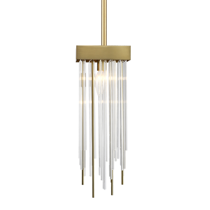 Waterfall Round Glass Mini-Pendant in Aged Brass by Zeev