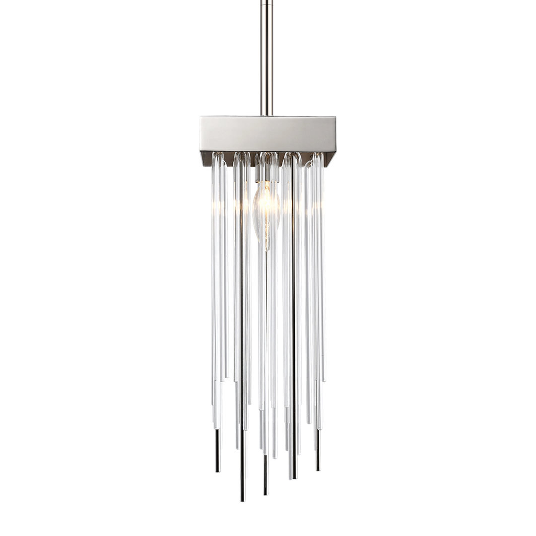 Waterfall Round Glass Mini-Pendant in Polished Nickel by Zeev