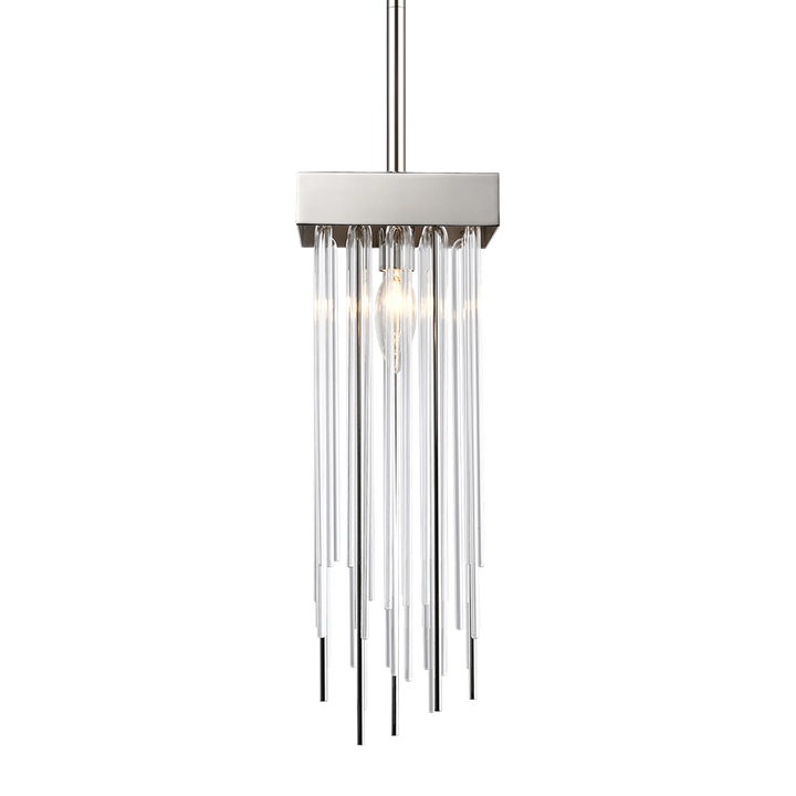 Waterfall Round Glass Mini-Pendant in Polished Nickel by Zeev