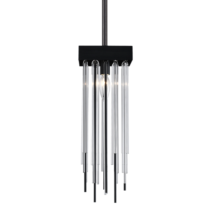 Waterfall Round Glass Mini-Pendant in Satin Brushed Black by Zeev