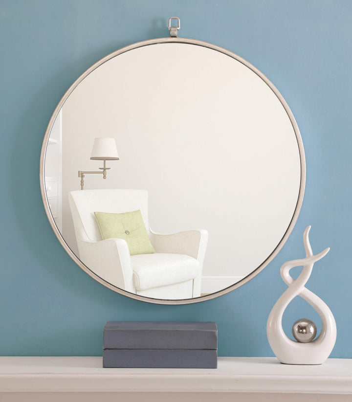 Metal Frame Round Mirror with Decorative Hook by Elegant - view 40