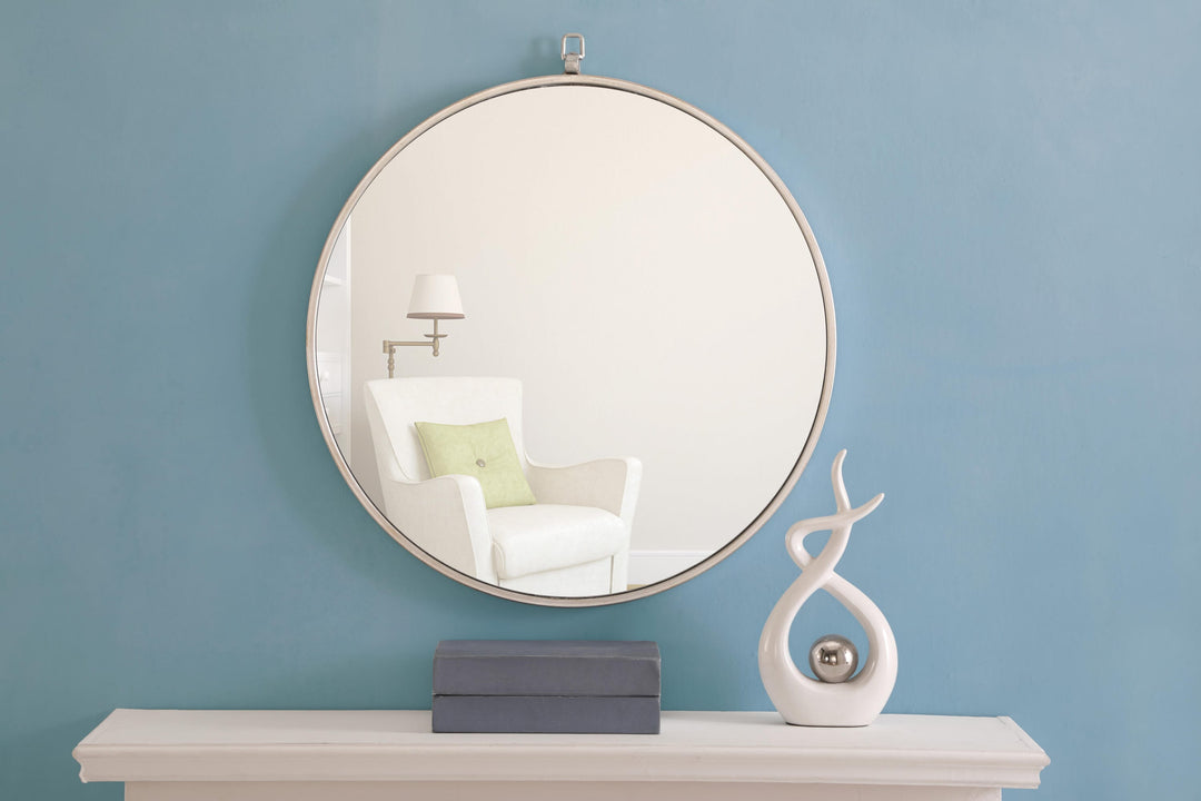Metal Frame Round Mirror with Decorative Hook by Elegant - view 41