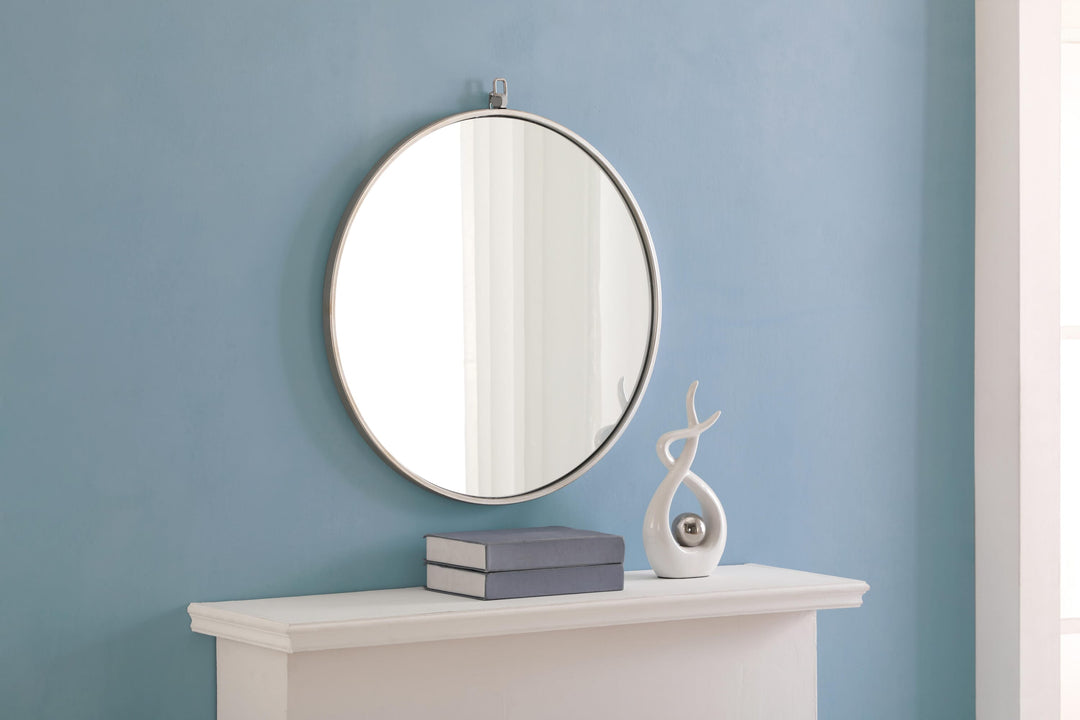 Metal Frame Round Mirror with Decorative Hook by Elegant - view 42