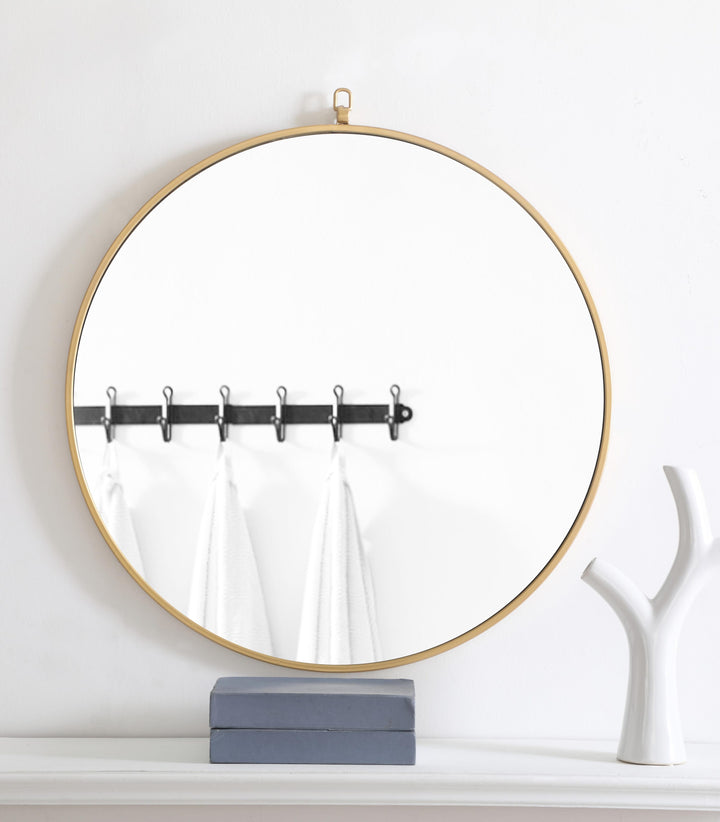 Metal Frame Round Mirror with Decorative Hook by Elegant - view 52