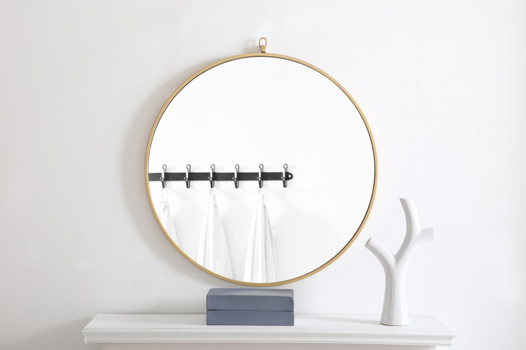 Metal Frame Round Mirror with Decorative Hook by Elegant - view 53