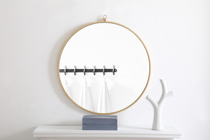 Metal Frame Round Mirror with Decorative Hook by Elegant - view 53