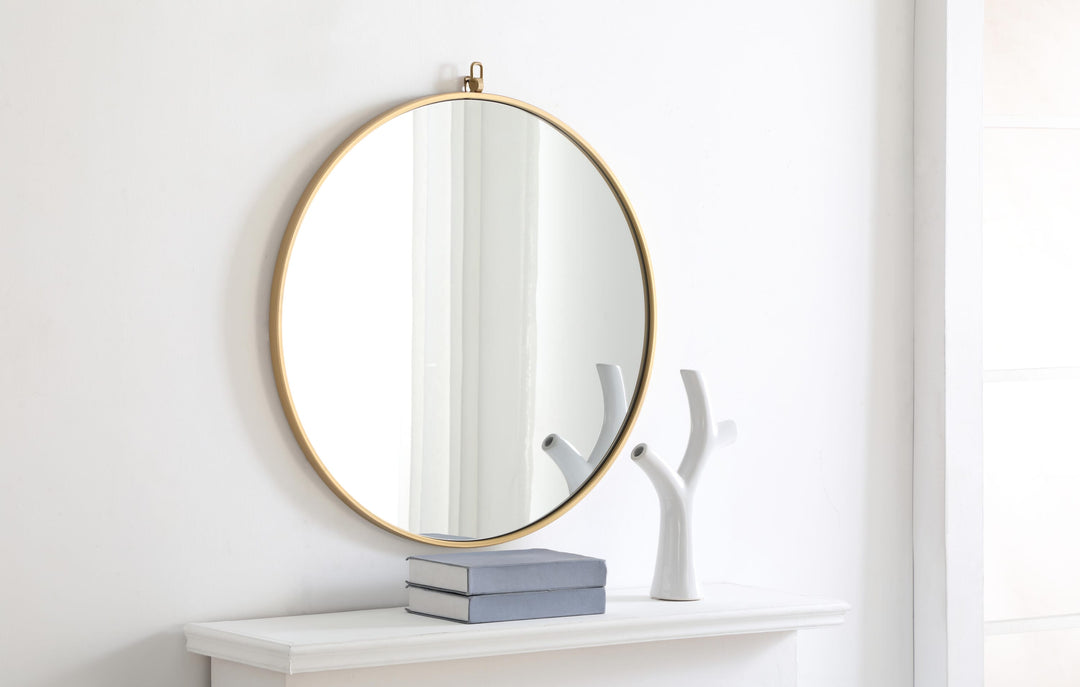 Metal Frame Round Mirror with Decorative Hook by Elegant - view 54