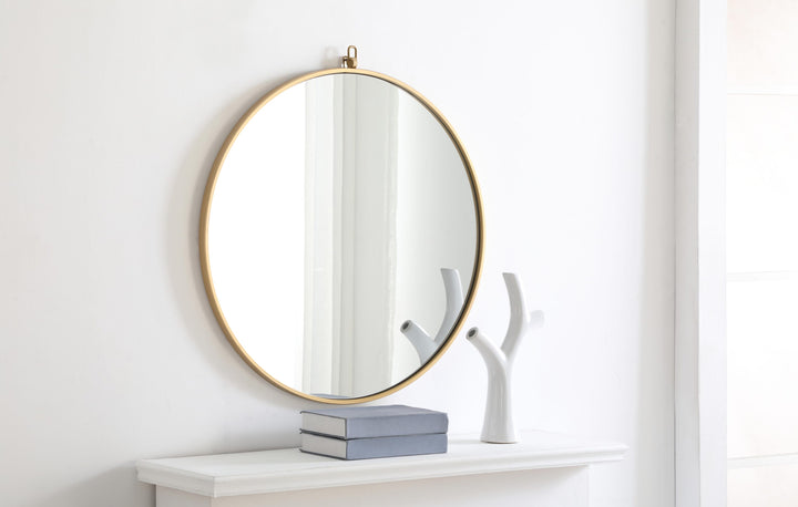 Metal Frame Round Mirror with Decorative Hook by Elegant - view 54