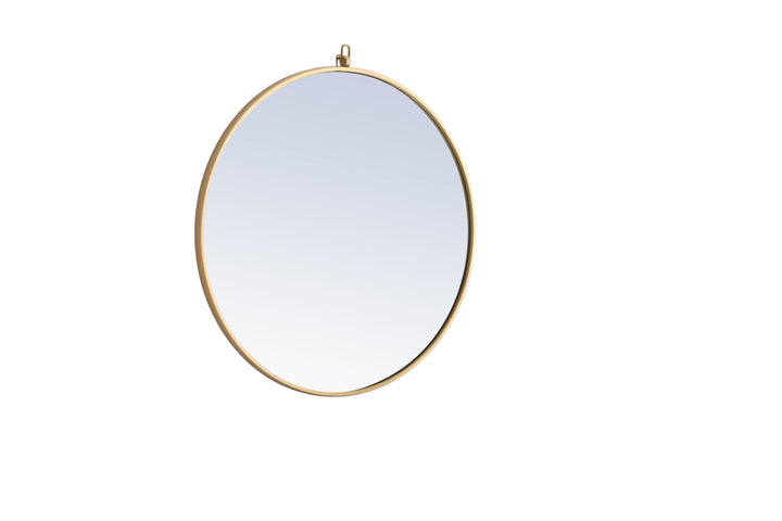 Metal Frame Round Mirror with Decorative Hook by Elegant - view 55