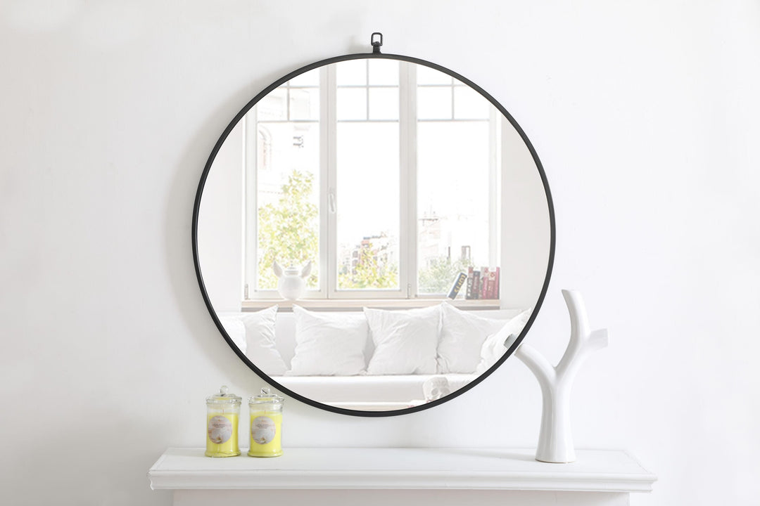Metal Frame Round Mirror with Decorative Hook by Elegant - view 60
