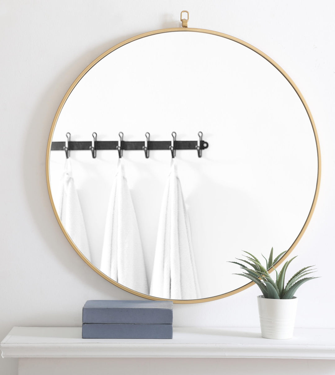Metal Frame Round Mirror with Decorative Hook by Elegant - view 65