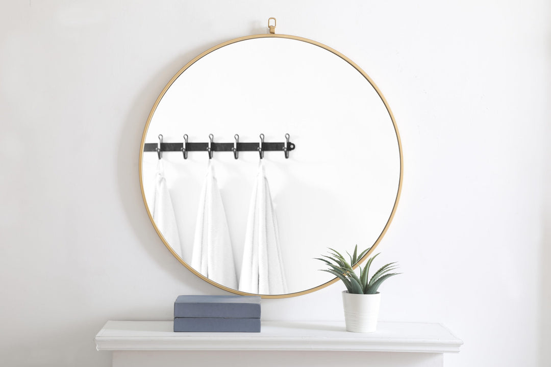 Metal Frame Round Mirror with Decorative Hook by Elegant - view 66