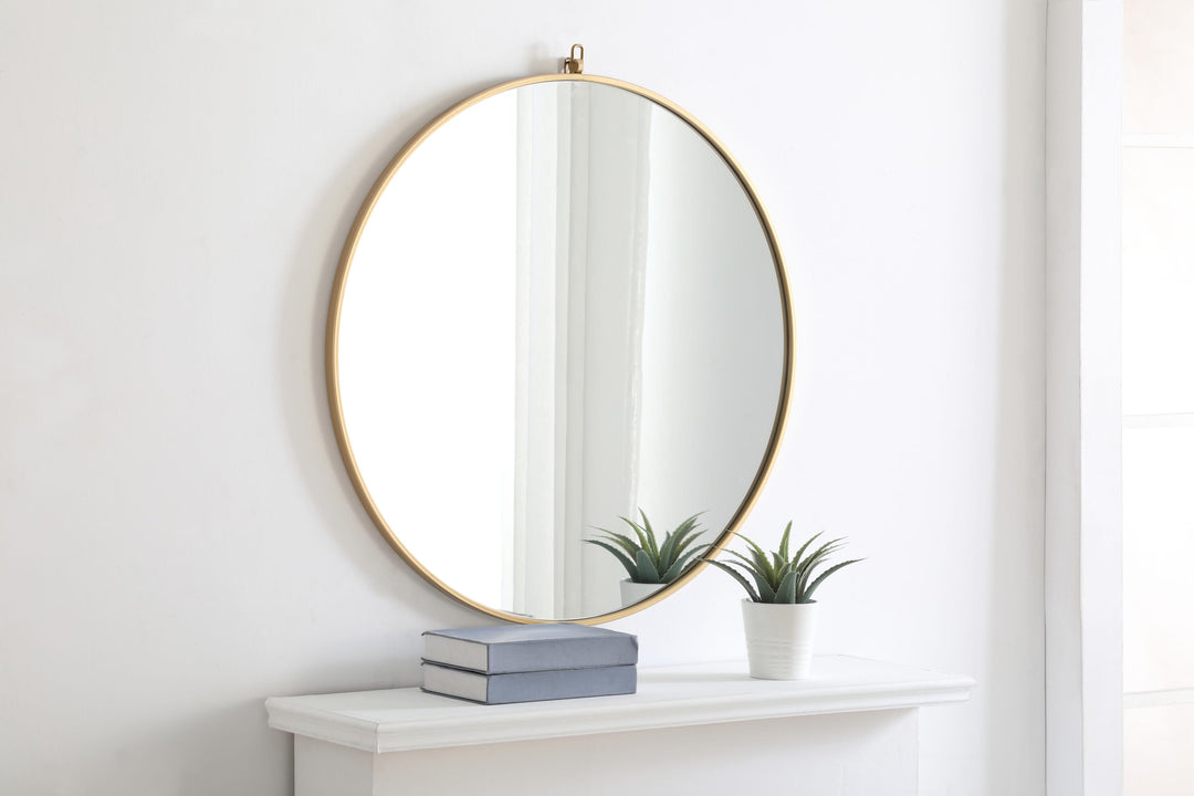 Metal Frame Round Mirror with Decorative Hook by Elegant - view 67