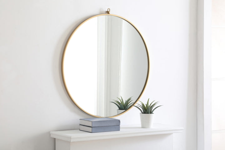 Metal Frame Round Mirror with Decorative Hook by Elegant - view 67