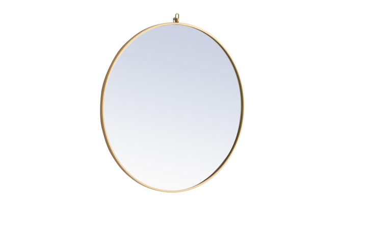 Metal Frame Round Mirror with Decorative Hook by Elegant - view 68