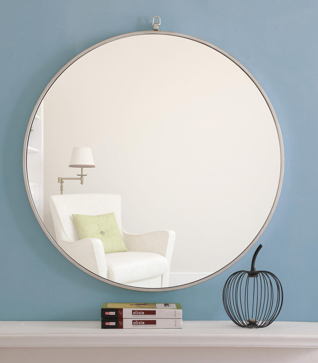 Metal Frame Round Mirror with Decorative Hook by Elegant - view 71