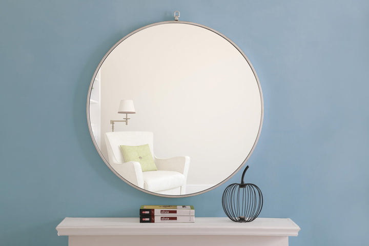 Metal Frame Round Mirror with Decorative Hook by Elegant - view 72