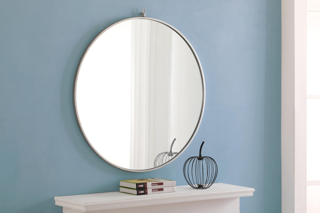 Metal Frame Round Mirror with Decorative Hook by Elegant - view 73