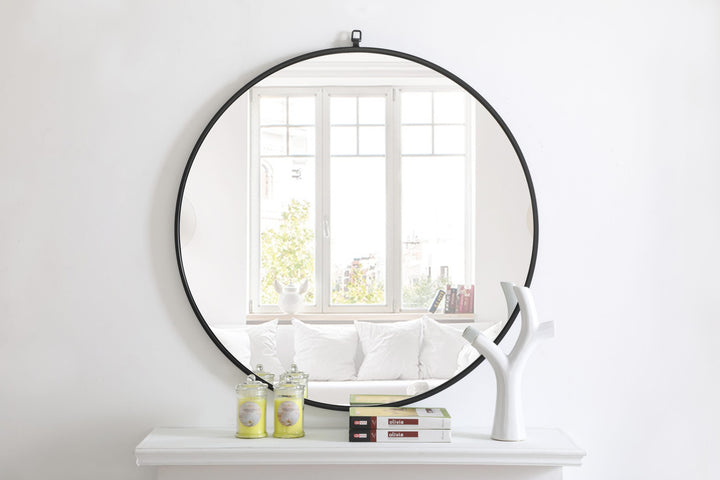 Metal Frame Round Mirror with Decorative Hook by Elegant - view 78