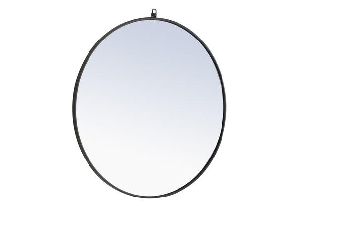 Metal Frame Round Mirror with Decorative Hook by Elegant - view 80