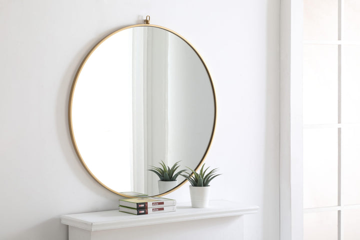 Metal Frame Round Mirror with Decorative Hook by Elegant - view 85