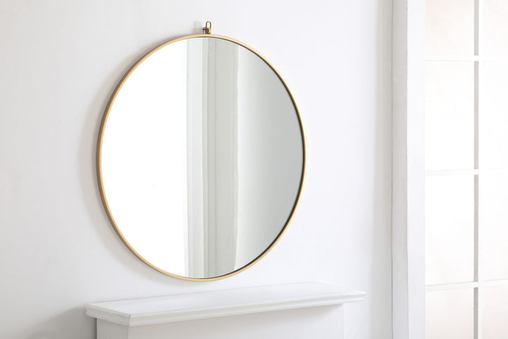 Metal Frame Round Mirror with Decorative Hook by Elegant - view 86