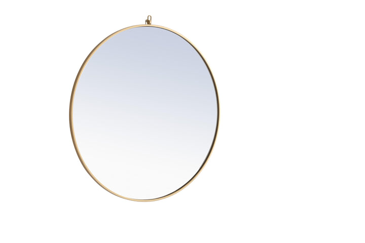 Metal Frame Round Mirror with Decorative Hook by Elegant - view 87