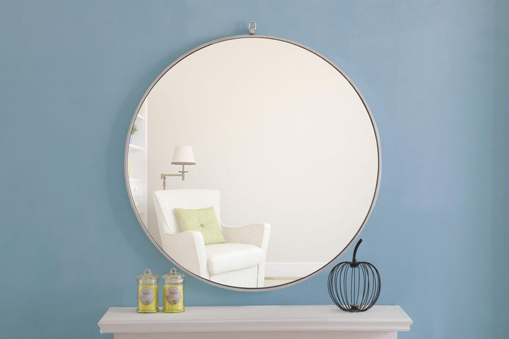 Metal Frame Round Mirror with Decorative Hook by Elegant - view 90