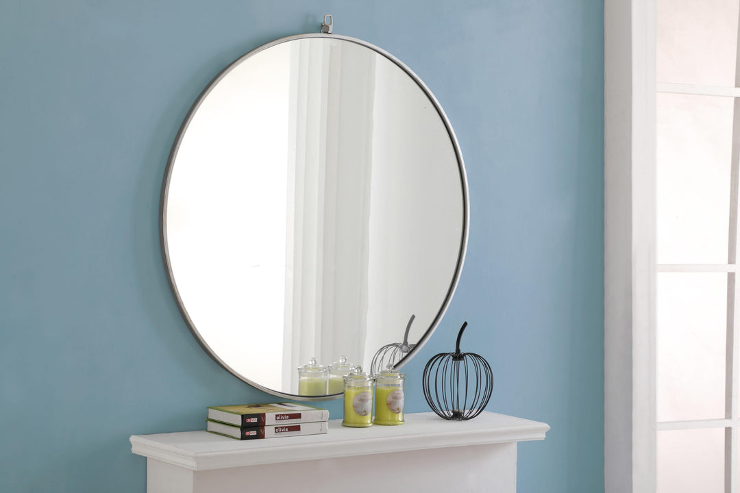 Metal Frame Round Mirror with Decorative Hook by Elegant - view 91
