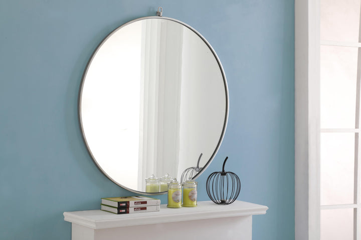 Metal Frame Round Mirror with Decorative Hook by Elegant - view 91