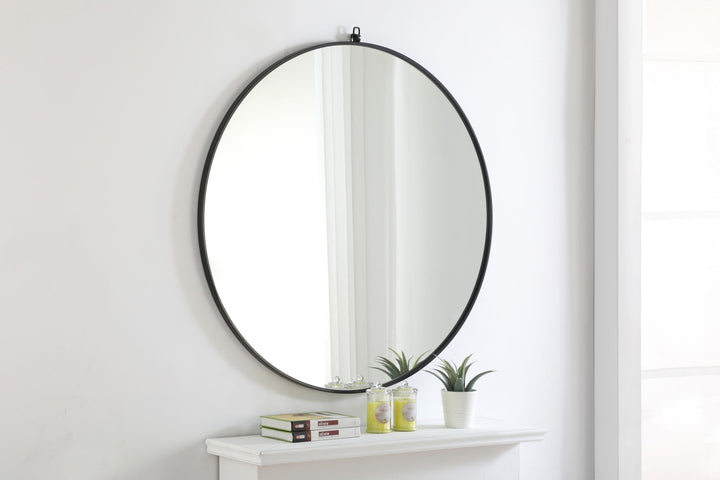 Metal Frame Round Mirror with Decorative Hook by Elegant - view 115