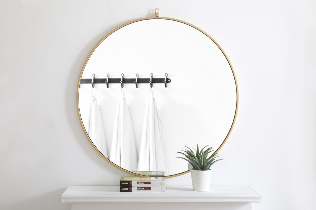 Metal Frame Round Mirror with Decorative Hook by Elegant - view 120