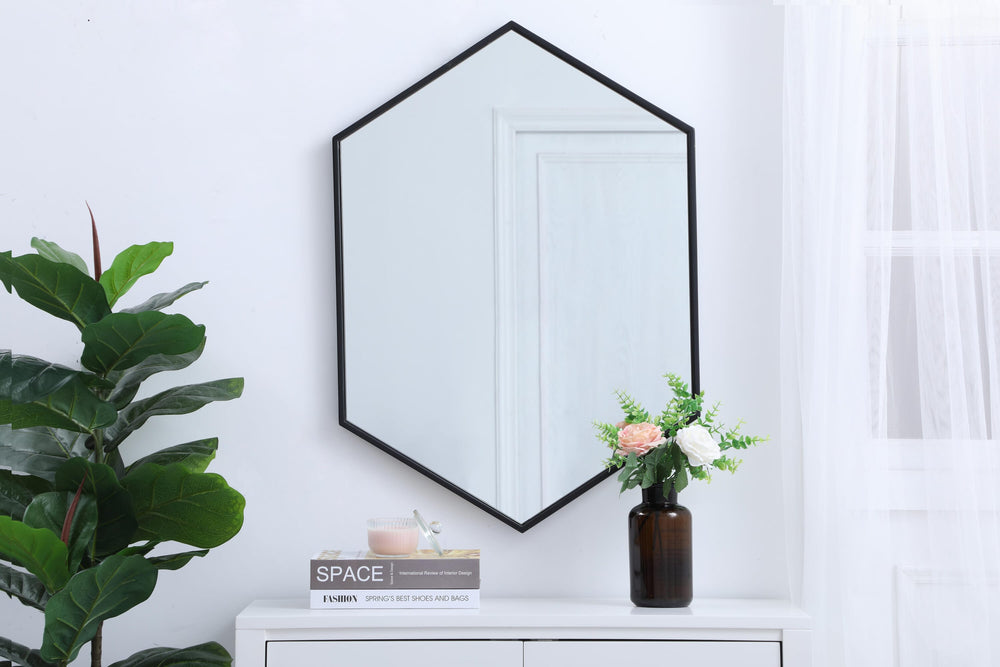 Metal Frame Hexagon Mirror by Elegant - view 2