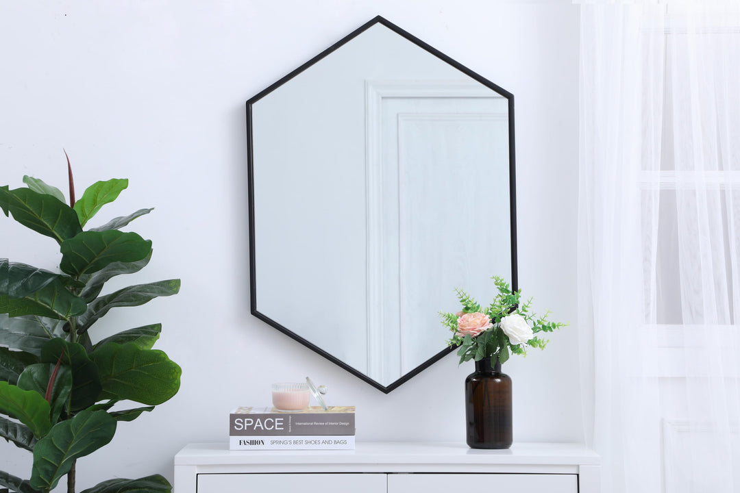 Metal Frame Hexagon Mirror by Elegant - view 2