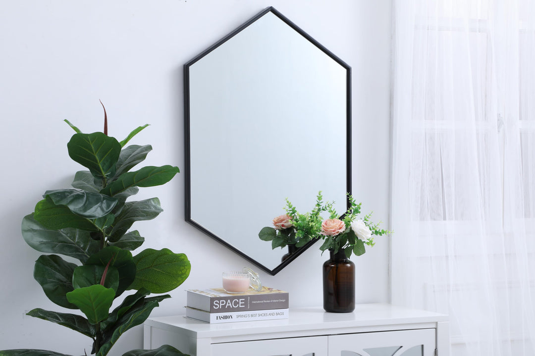 Metal Frame Hexagon Mirror by Elegant - view 3