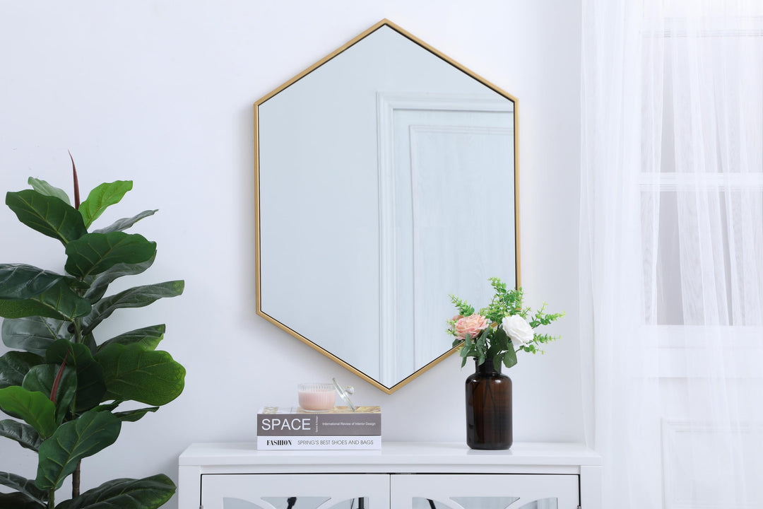 Metal Frame Hexagon Mirror by Elegant - view 8