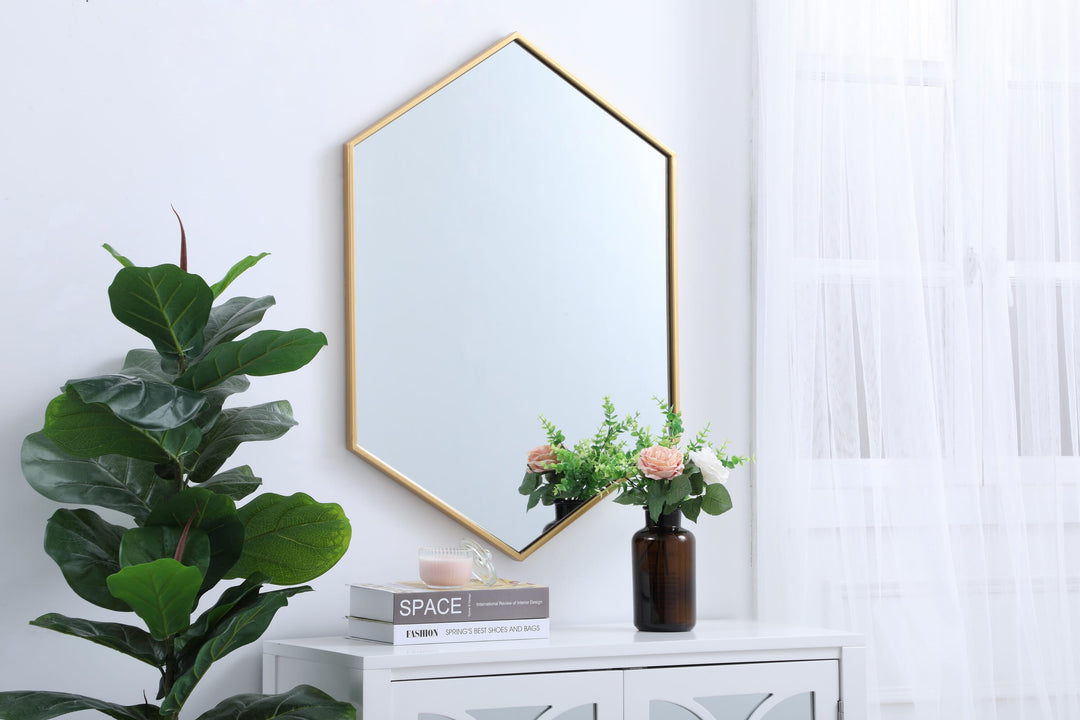 Metal Frame Hexagon Mirror by Elegant - view 9