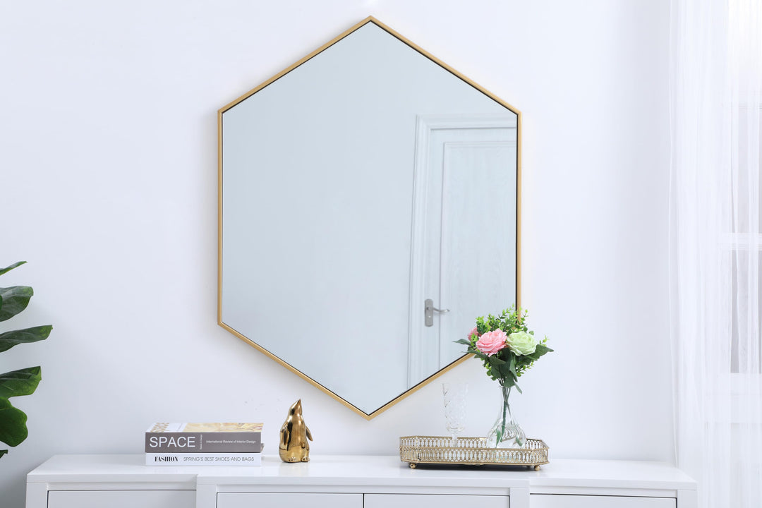 Metal Frame Hexagon Mirror by Elegant - view 26