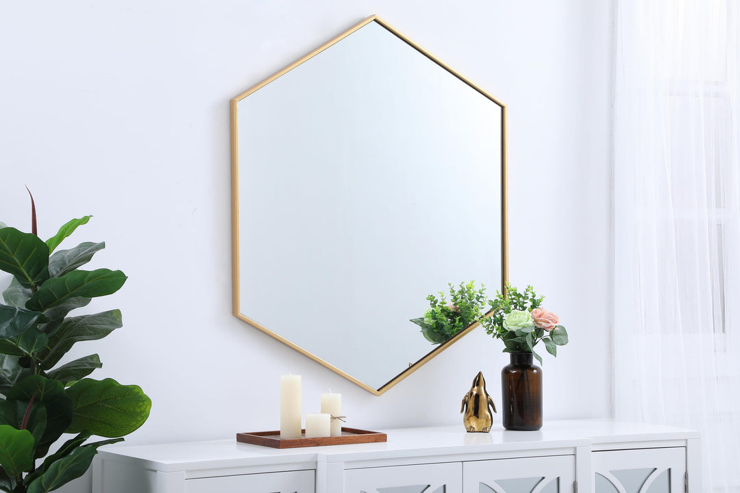 Metal Frame Hexagon Mirror by Elegant - view 45