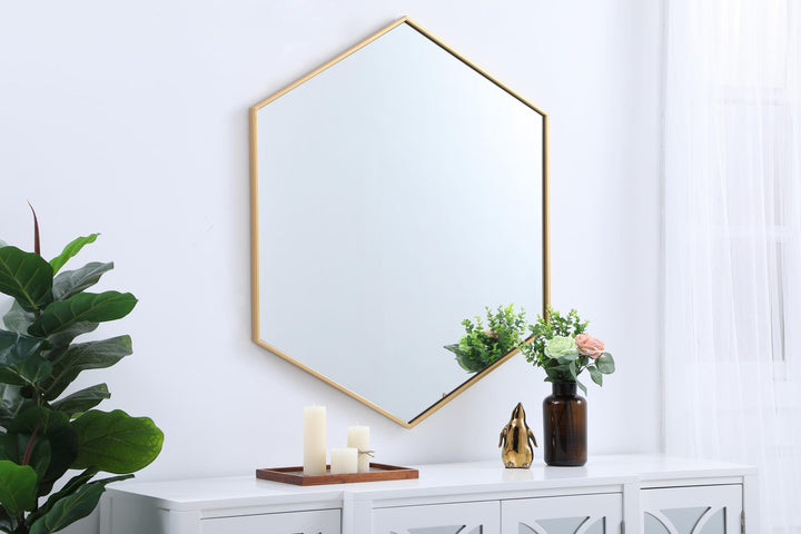 Metal Frame Hexagon Mirror by Elegant - view 45