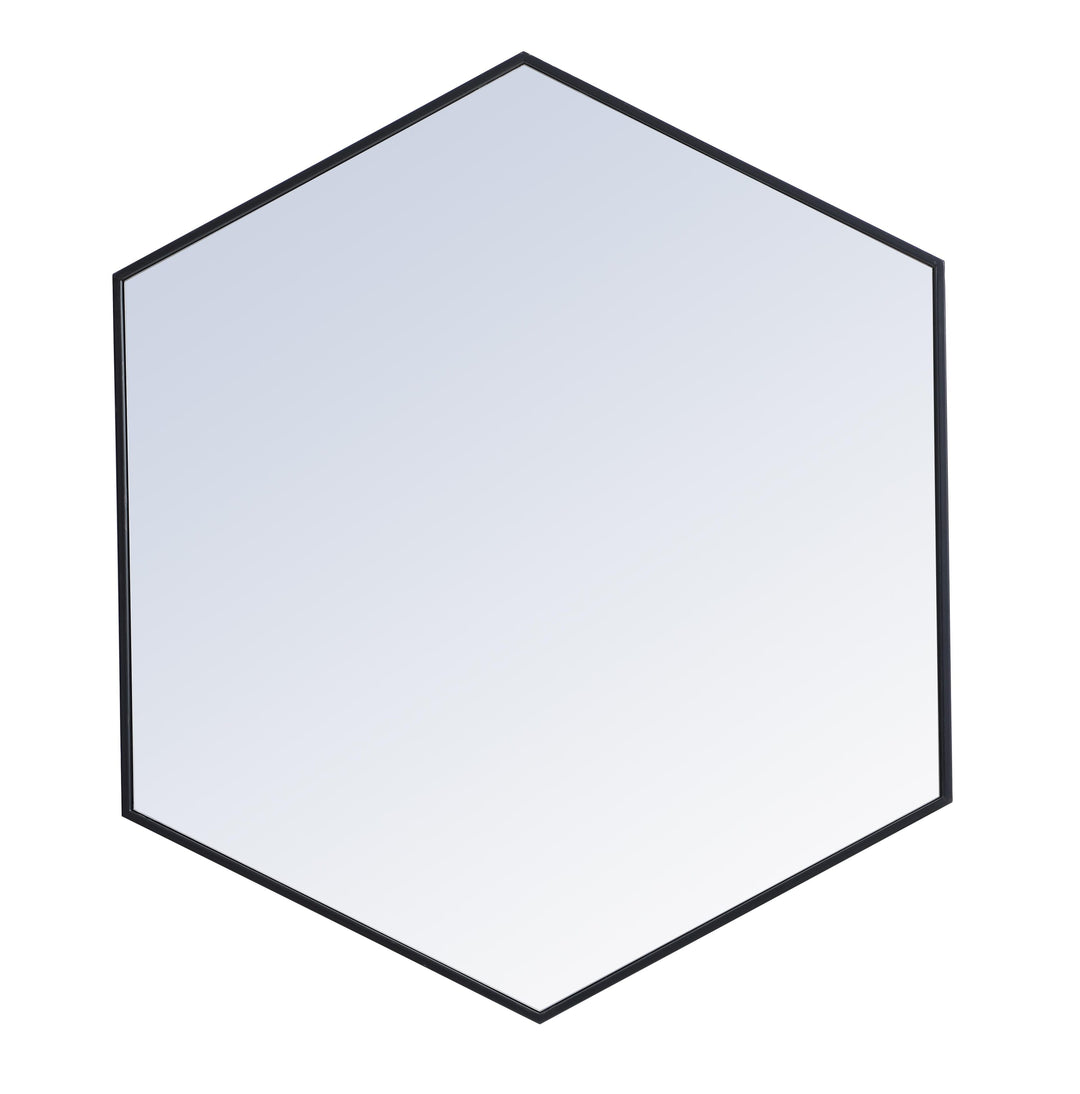 Metal Frame Hexagon Mirror in Black by Elegant